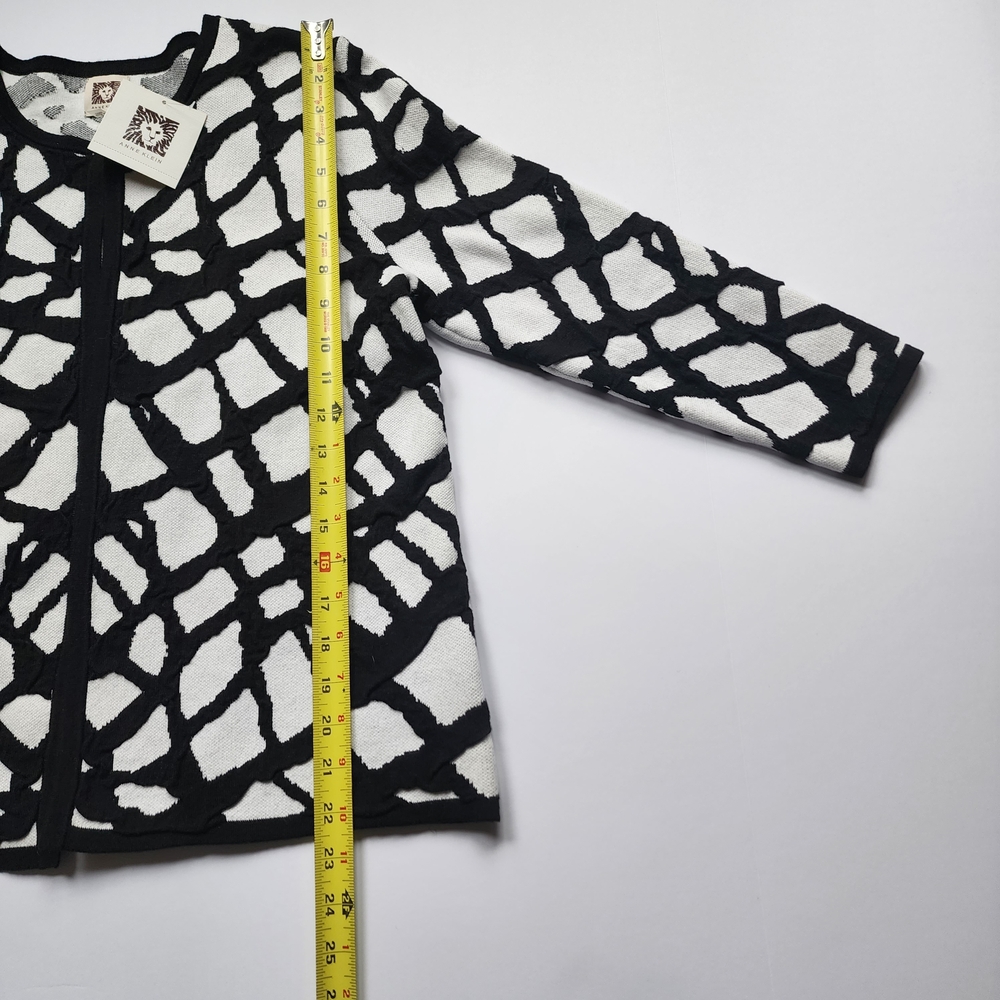 Anne Klein Black and White Patterned Jacket Sz Small - Picture 4 of 7